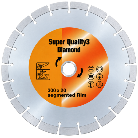 Super Quality SQ3 Diamond Blade 300 X 20mm Single (Pack of 3)