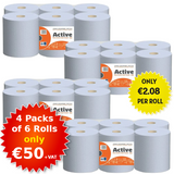 Extra-long Blue Roll (100m) (4 Packs of 6 Rolls)