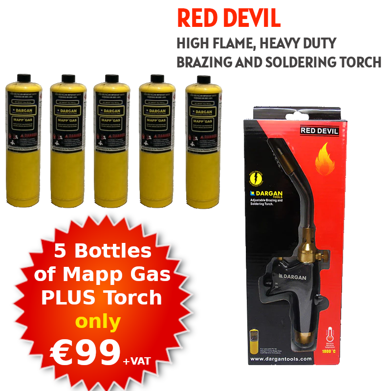 Dargan Adjustable Brazing and Soldering Torch PLUS 5 Bottles of Mapp Gas