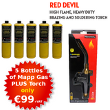 Dargan Adjustable Brazing and Soldering Torch PLUS 5 Bottles of Mapp Gas