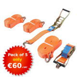 5 Tonne Ratchet Strap Orange 8m (Pack of 5)