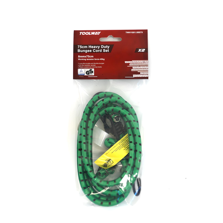 Toolway 8 x 750mm Green Bungee Straps (Pack of 2)