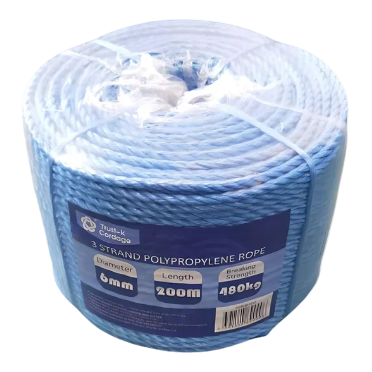 Trust-K 6mm X 200m 3 Strand Twisted Rope