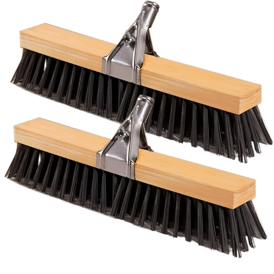 Clamped Yard Brush with Wooden Handle and Claw (Pack of 2)