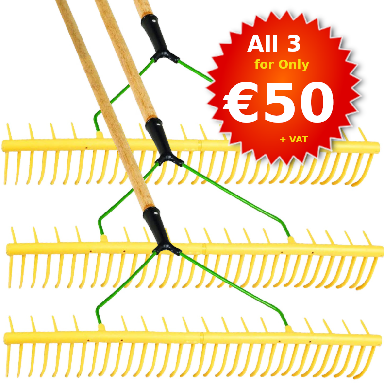 Plastic Yellow Landscape Rake 32 Teeth Curved (Pack of 3) – Toolman Limited