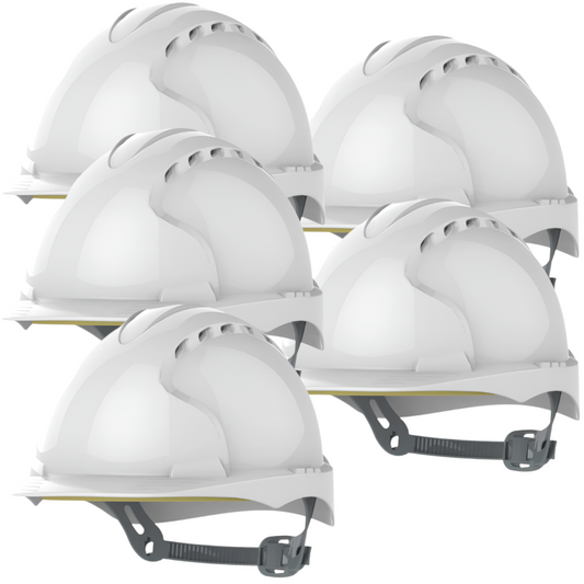 JSP EVO2 Safety Helmet - Slip Ratchet - Vented - White (Pack of 5)