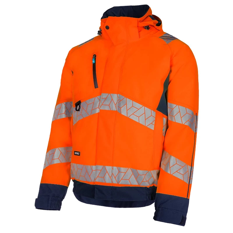 SYNQ® Sioen Beamer High-Vis Winter Waterproof Bomber Jacket Orange/Navy