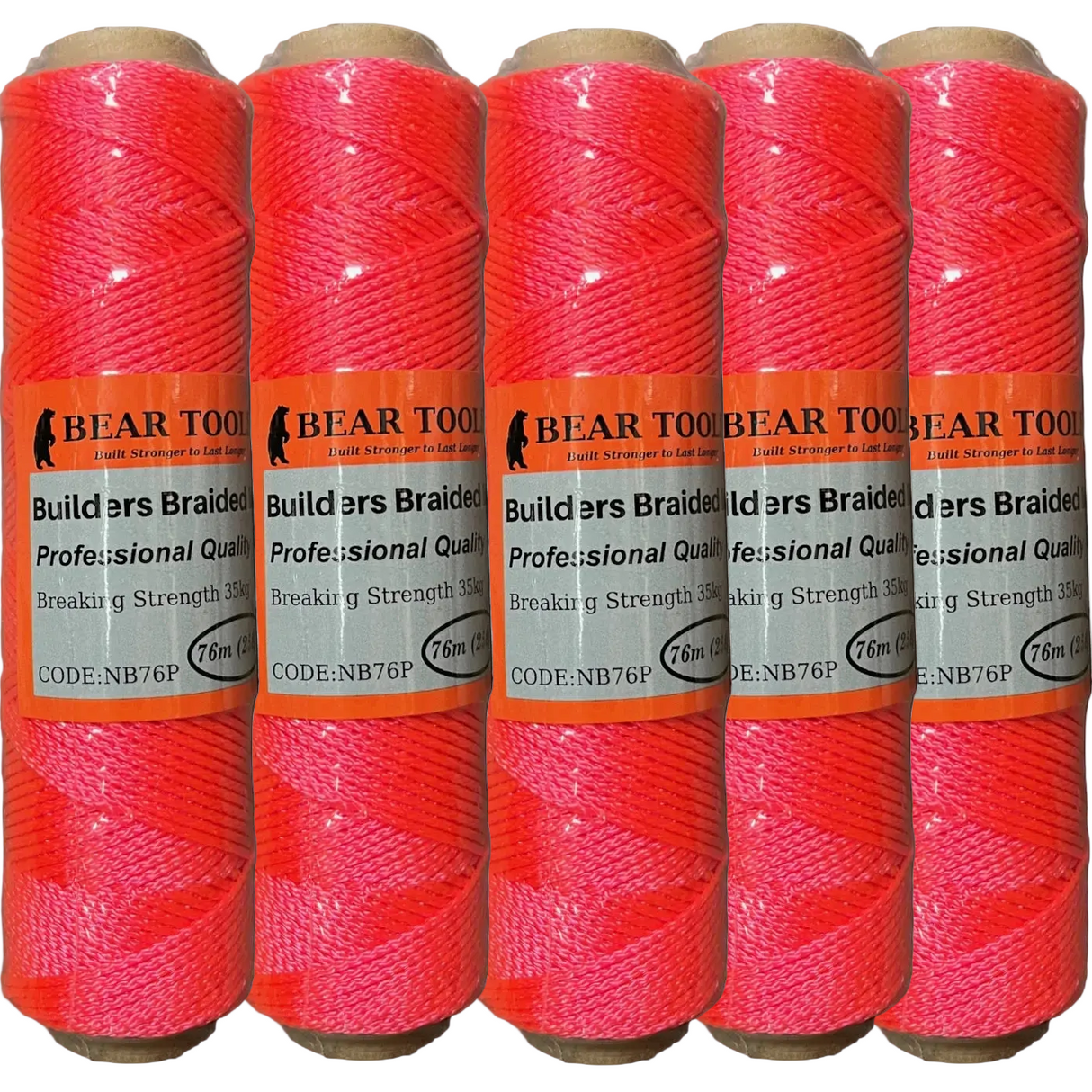 Bear Nylon braided Masons line 76m (250ft) x 1mm Pink (Pack of 5)