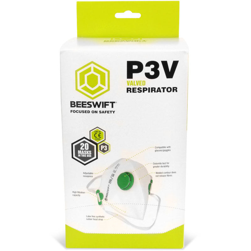 Beeswift Fold Flat P3 Valved Mask White (Box of 20)