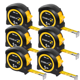 Stabila 5m (16.4 ft) BM 100 Pocket Measuring Tape, metric scale (Pack of 6)