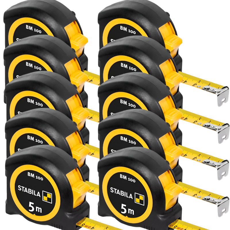 Stabila 5m (16.4 ft) BM 100 pocket tape, metric scale (Pack of 10)