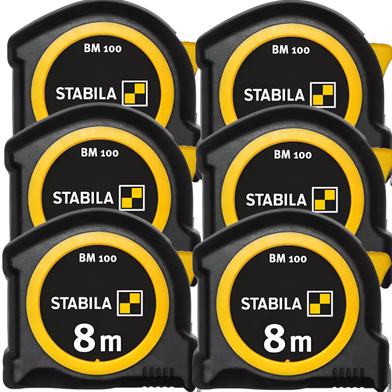 Stabila 8m (26.2 ft) BM 100 Pocket Tape, metric scale (Pack of 6)
