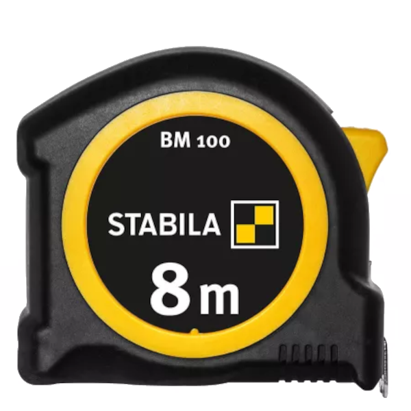 Stabila 8m (26.2 ft) BM 100 pocket tape, metric scale