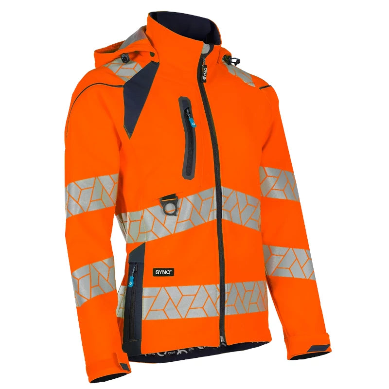 SYNQ® Deteqtor Women's Orange/Navy High-Vis Softshell Jacket, Stretch