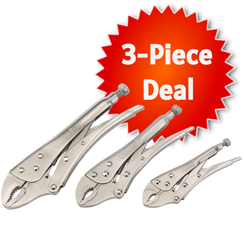 Draper Curved Jaw Self Grip Pliers Set (3 Piece)