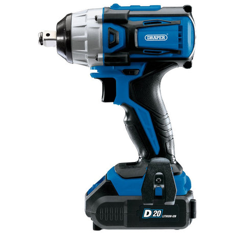 Draper D20 20V Brushless Impact Wrench, 1/2" Sq. Dr., 250Nm, 2 x 2.0Ah Batteries, 1 x Charger