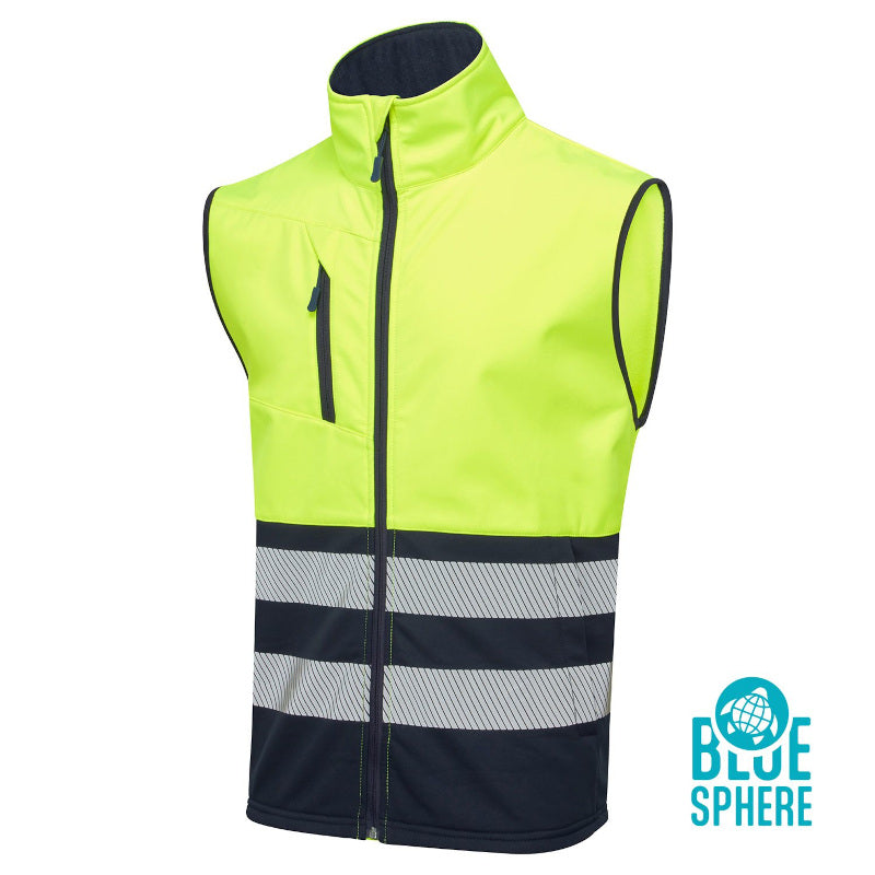Supertouch Essentials Hi Vis Eco Coolair 2 Tone Yellow/Navy Softshell Gilet