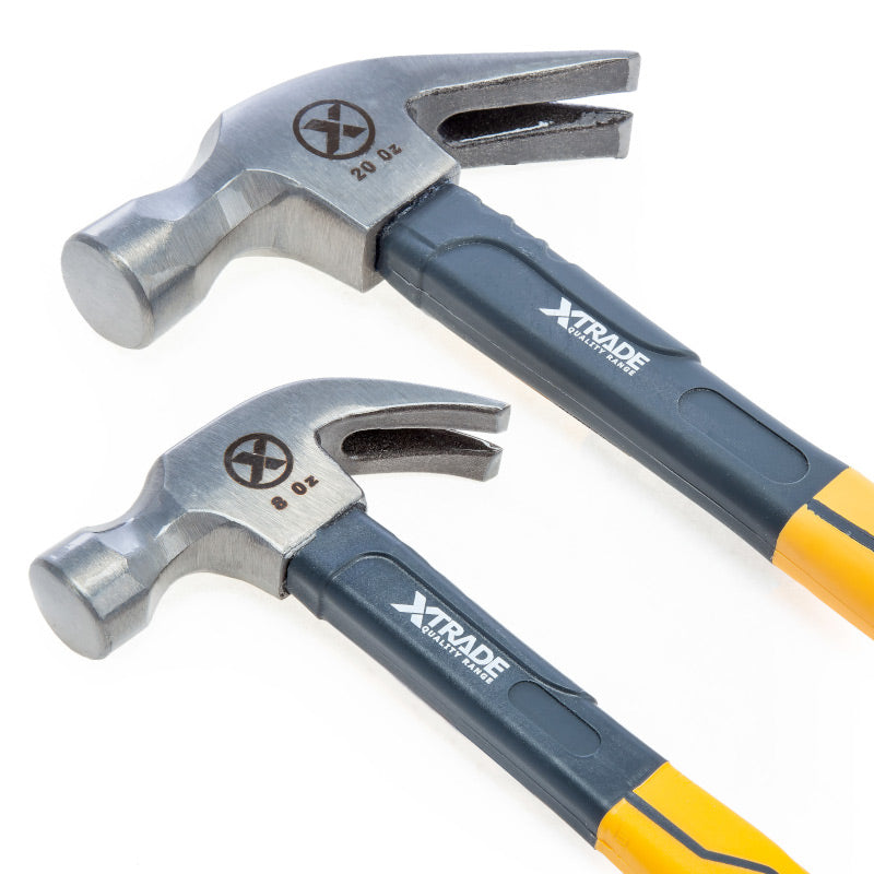 XTrade Claw Hammer with Fibreglass Handle Twin Pack 20oz & 8oz