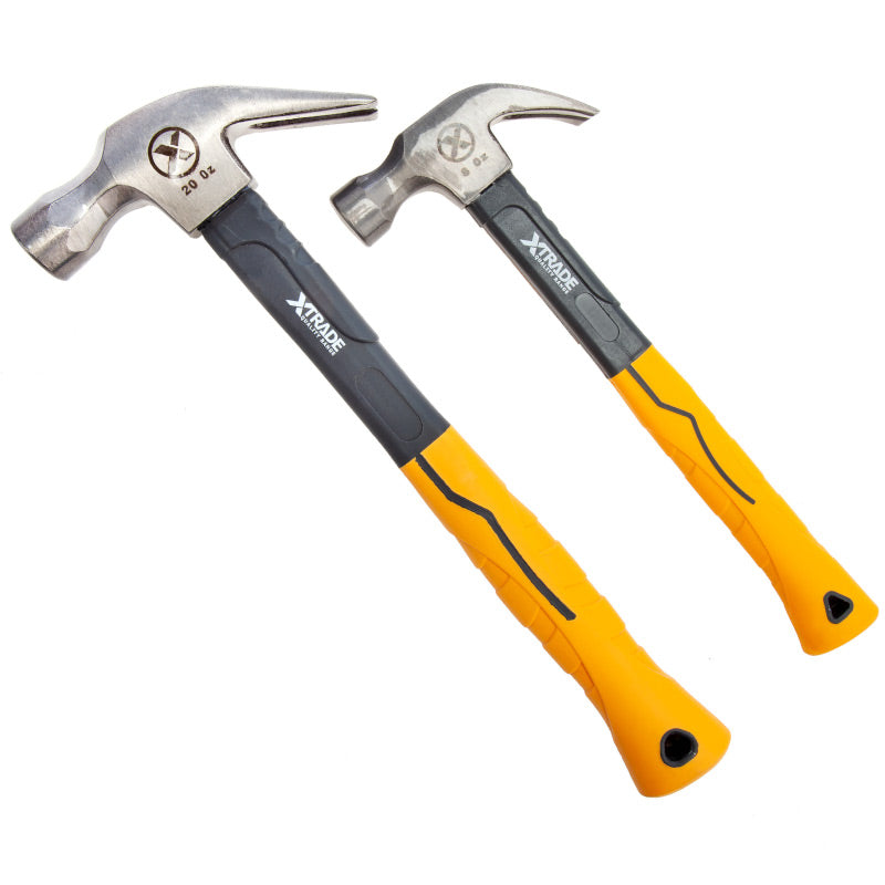 XTrade Claw Hammer with Fibreglass Handle Twin Pack 20oz & 8oz