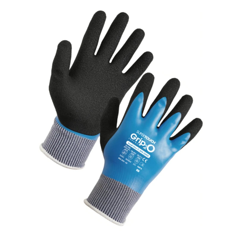 Supertouch GRIP2-O Water Resistant Blue Glove (Pack of 12 Pairs)