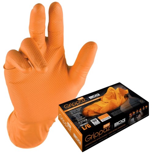 Grippaz Nitrile/Mechanics Glove Orange XL (Box of 50)