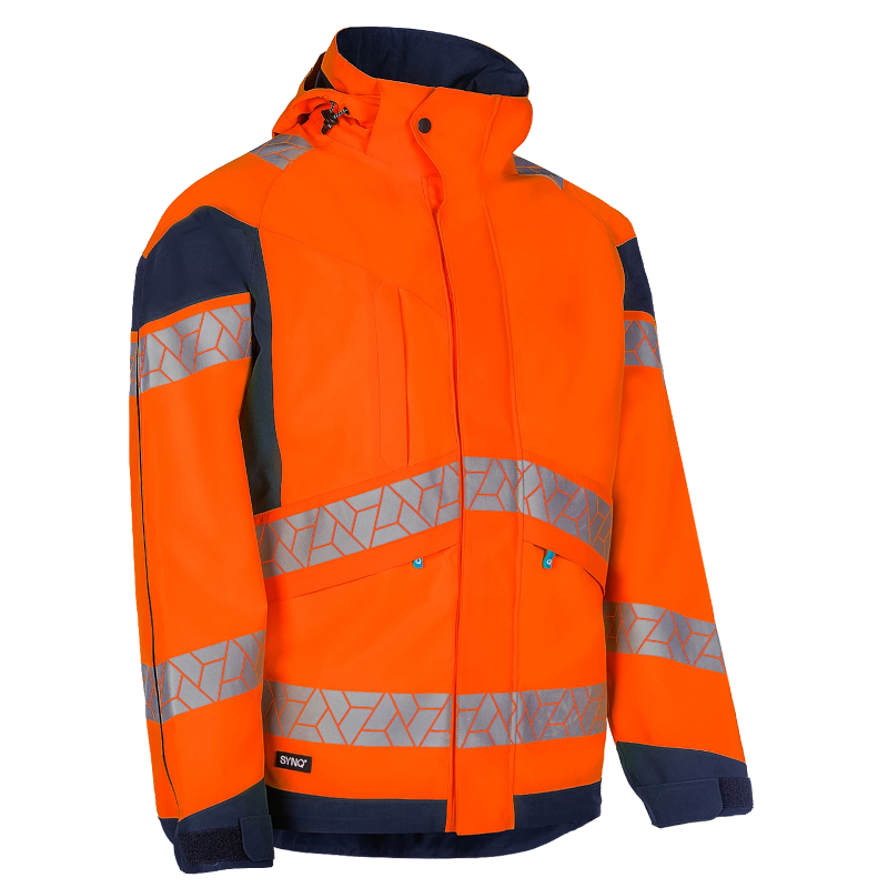 SYNQ® Jacklight High-vis Rain Jacket Orange/Navy