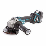 Makita Brushless Angle Grinder 115mm with 2x 5.0Ah Batteries and Charger