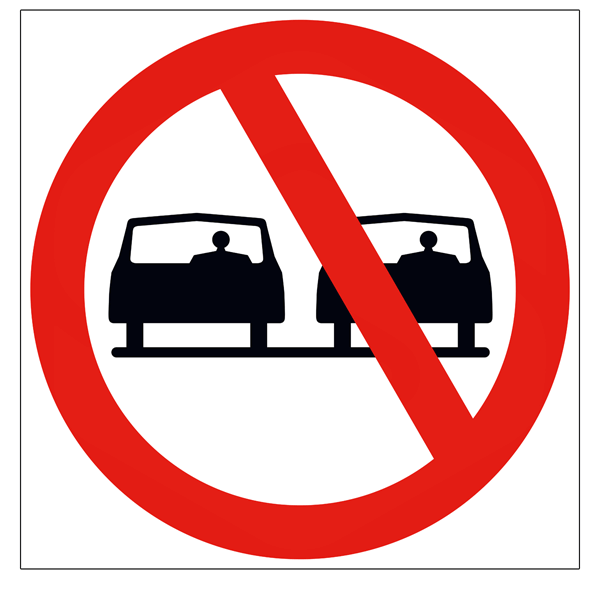 RUS 014 ROAD SIGN NO OVERTAKING 600 X 600