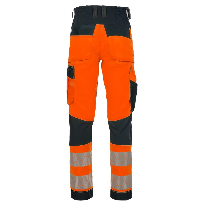 SYNQ® Nopaque Orange/Navy Knee Pocket Trousers, Stretch Zones, High-Vis Class 2