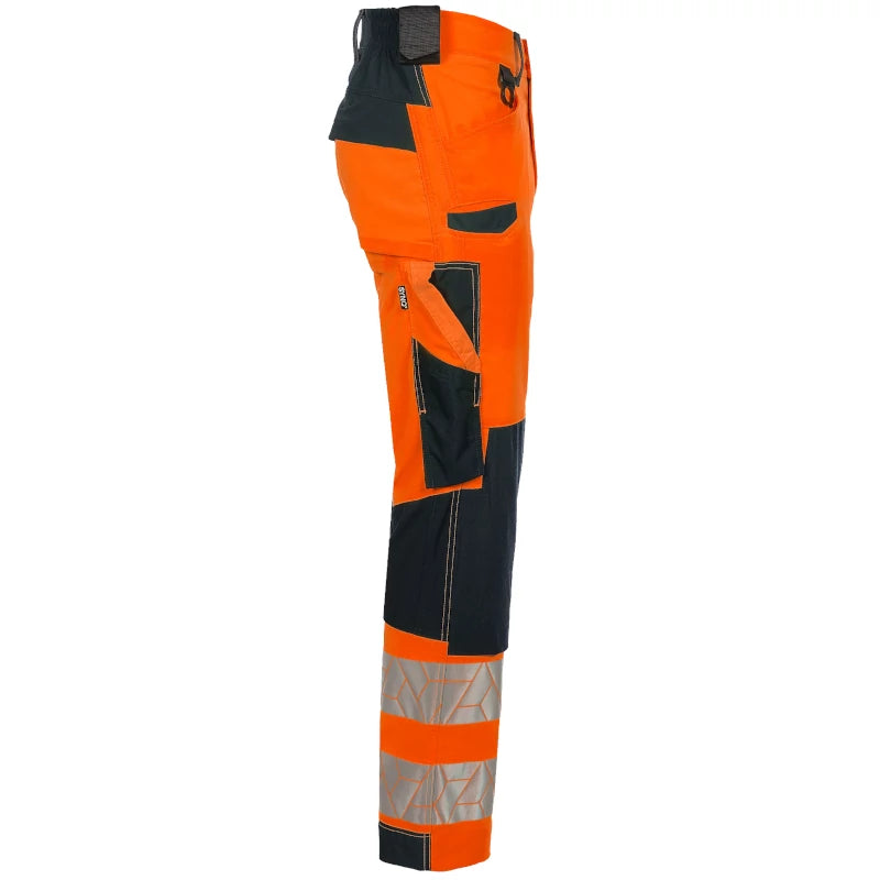 SYNQ® Nopaque Orange/Navy Knee Pocket Trousers, Stretch Zones, High-Vis Class 2