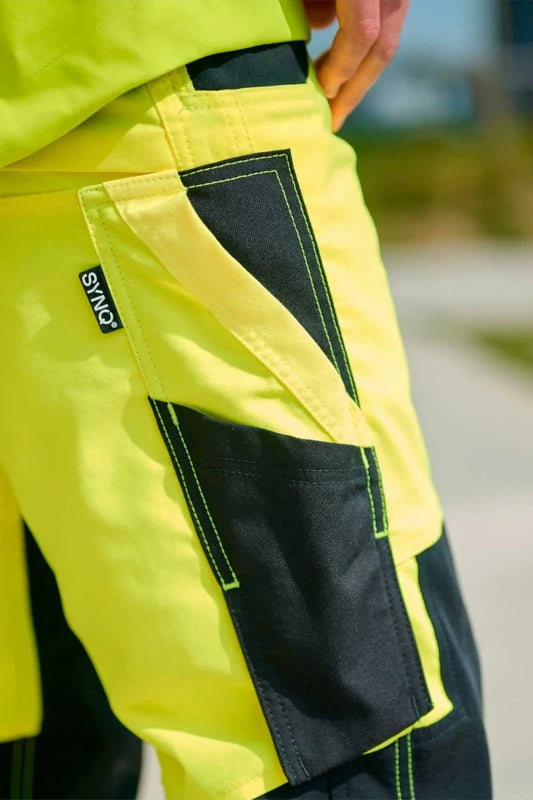 SYNQ® Nopaque Yellow/Black Knee Pocket Trousers, Stretch Zones, High-Vis Class 2