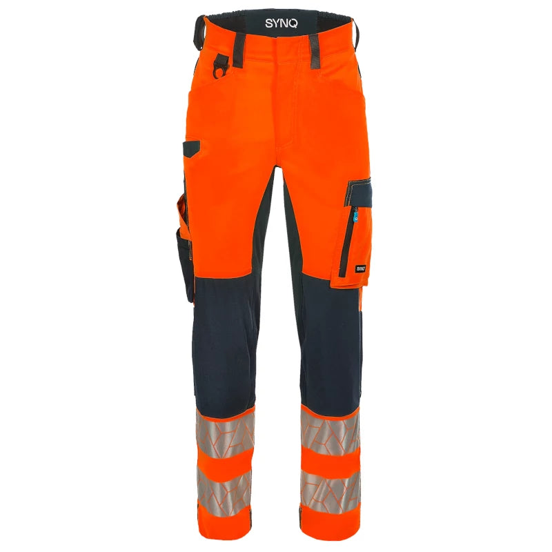 SYNQ® Nopaque Orange/Navy Knee Pocket Stretch Trousers High-Vis Class 2