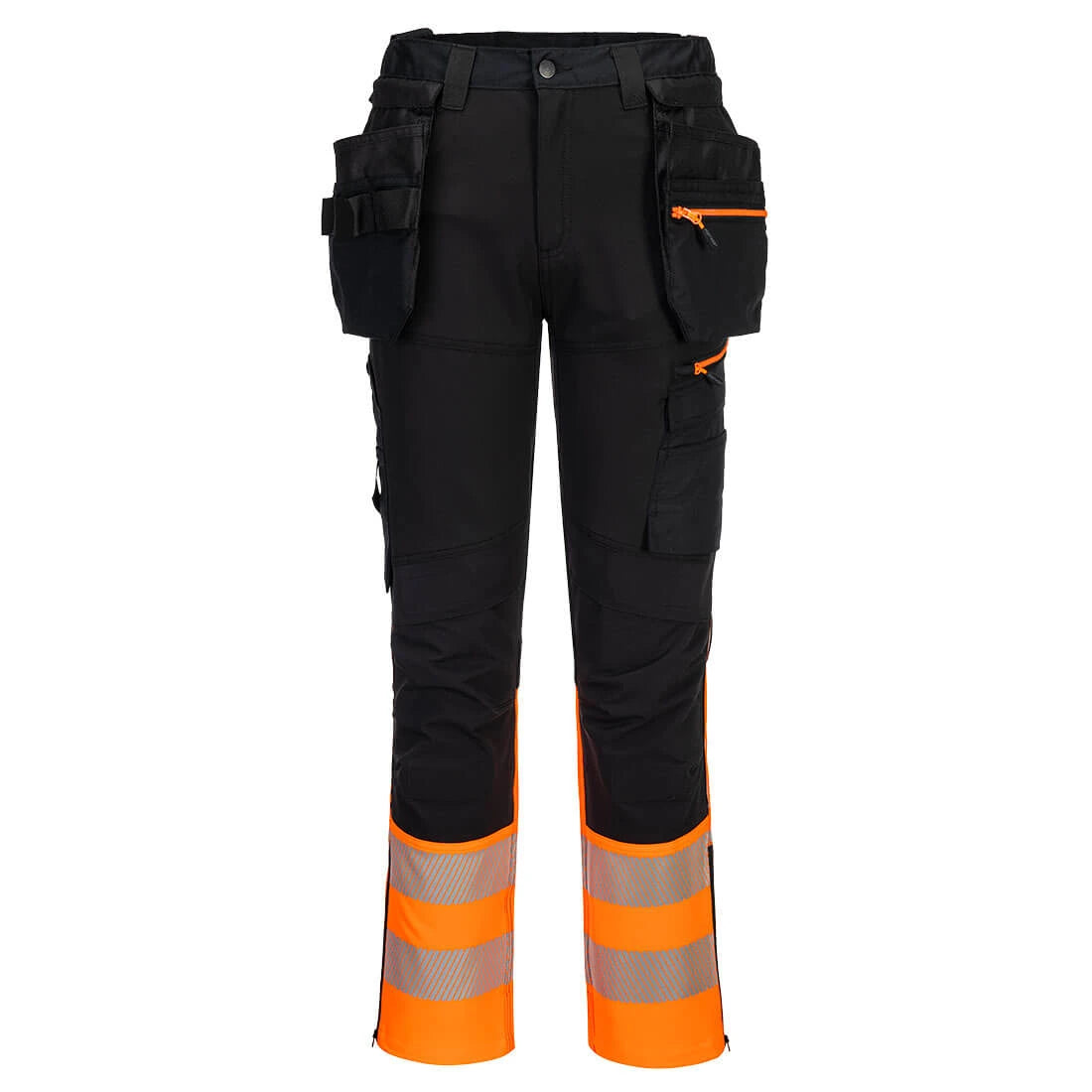 Portwest DX4 Hi-Vis Class 1 Detachable Holster Pocket Craft Trousers DX457 ORANGE / BLACK