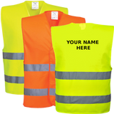 PORTWEST HI-VIS TWO BAND VEST (PACK OF 20 WITH NAME AND NUMBER)