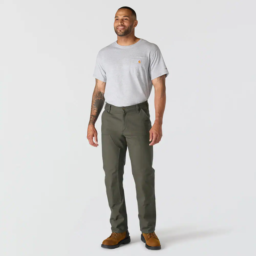 Relaxed Straight Rugged Flex™ Duck Double-Front Trousers Moss