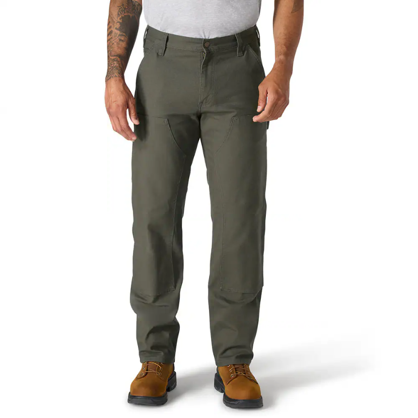 Relaxed Straight Rugged Flex™ Duck Double-Front Trousers Moss