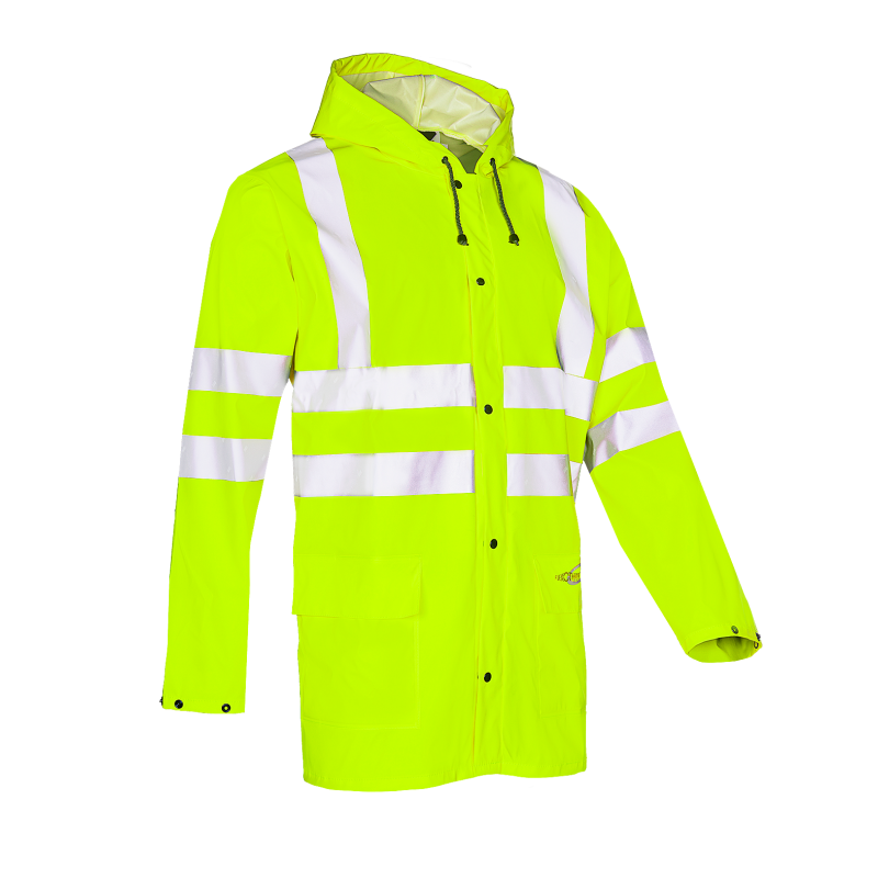 Sioen Eshton Hi-Vis Yellow Rain Jacket with Fixed Hood