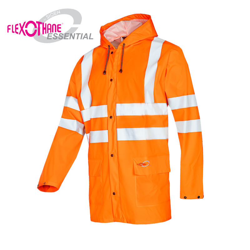 Sioen Eshton Hi-Vis Orange Rain Jacket with Fixed Hood & Norvill Hi-Vis Rain Trousers