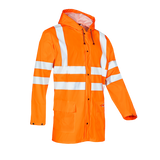 Sioen Eshton Hi-Vis Orange Rain Jacket with Fixed Hood & Norvill Hi-Vis Rain Trousers