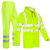 Sioen Eshton Hi-Vis Yellow Rain Jacket with Fixed Hood & Bastogne Hi-Vis Rain Trousers