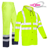 Sioen Eshton Hi-Vis Yellow Rain Jacket with Fixed Hood & Norvill Hi-Vis Rain Trousers