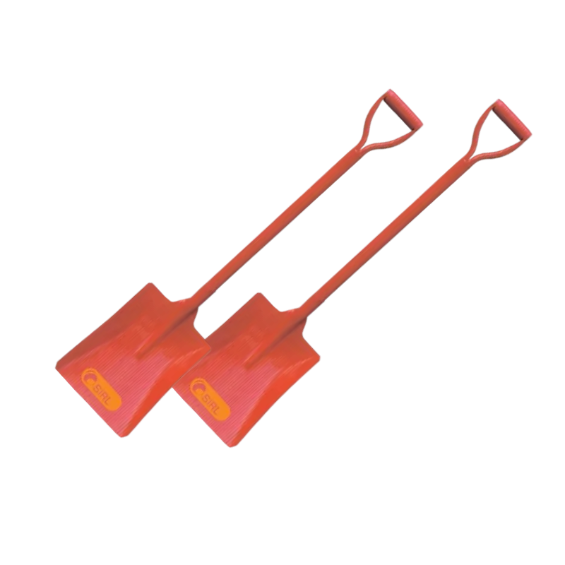 Pair of Red Square All Steel Shovels with D Handle
