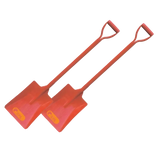 Pair of Red Square All Steel Shovels with D Handle