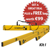 Stabila Kit 1 Spirit Level Type 70-2 Kit (60cm (2 ft), 120cm (4 ft), 180cm (6 ft) with FREE bag)