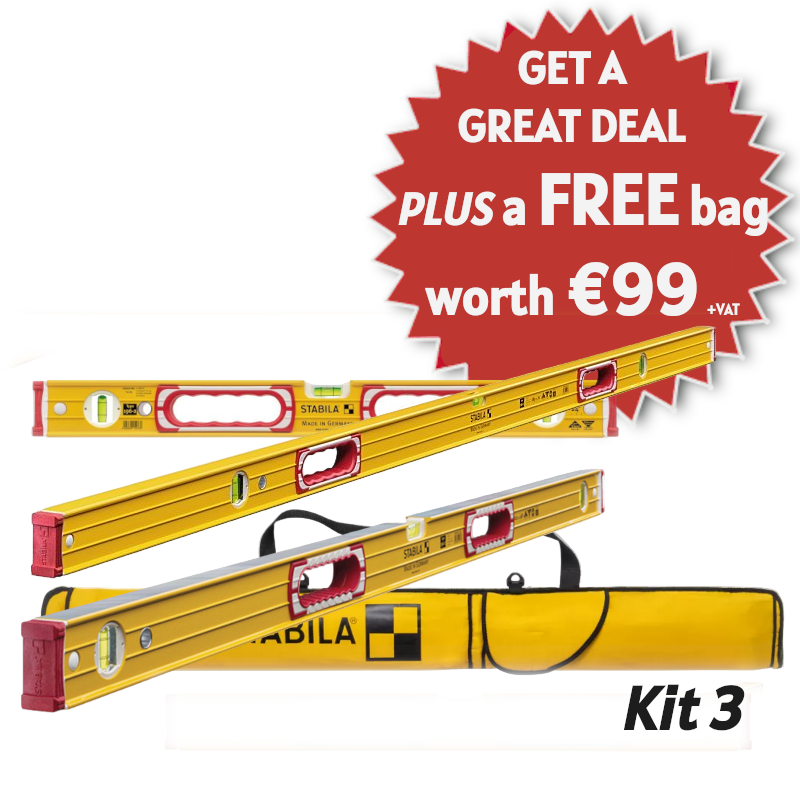 Stabila Kit 3 Spirit Level Type 196-2 Kit (61cm (2 ft), 122cm (4 ft), 183cm (6 ft)