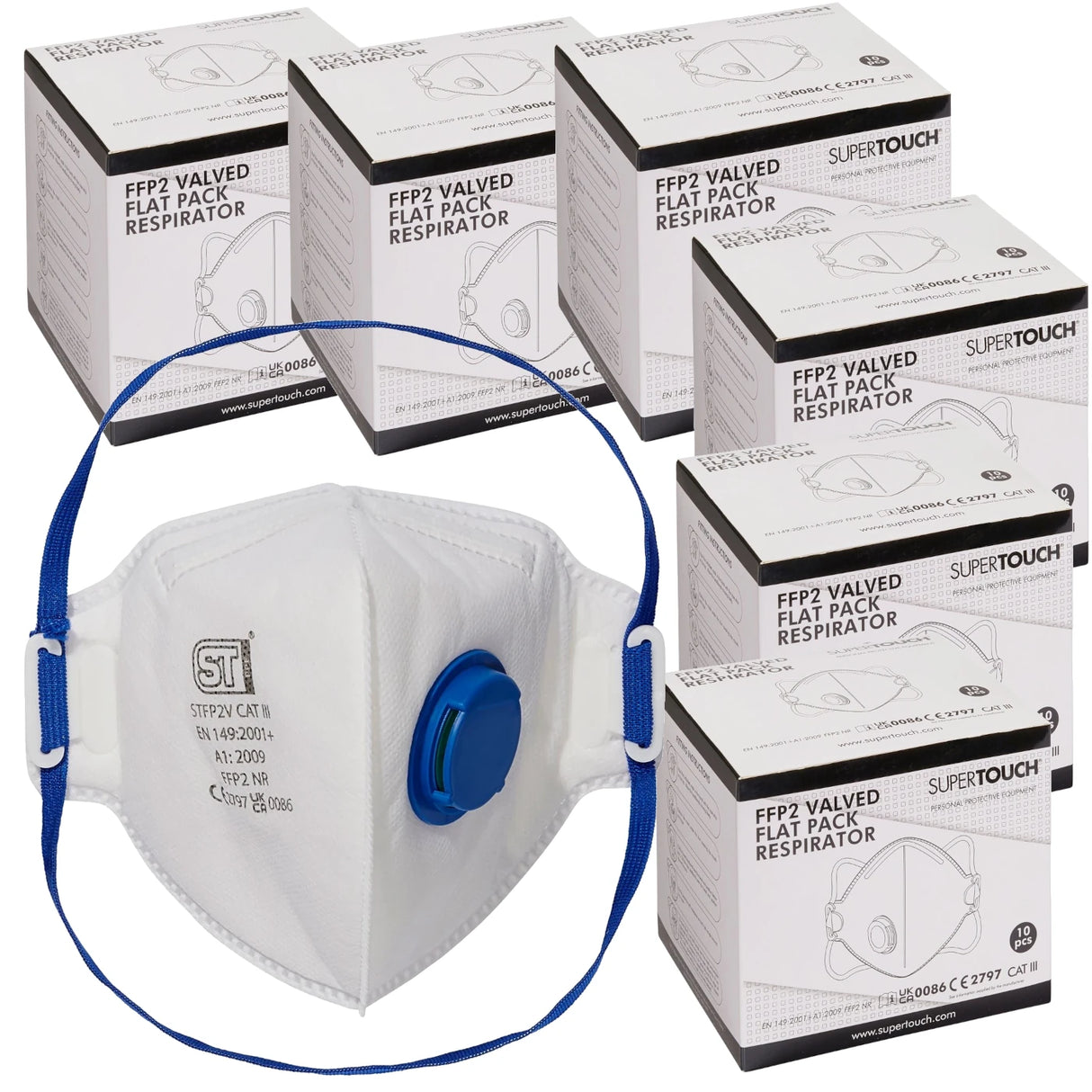 Supertouch FFP2 Valved Flat Pack Respirator (6 Boxes of 10)