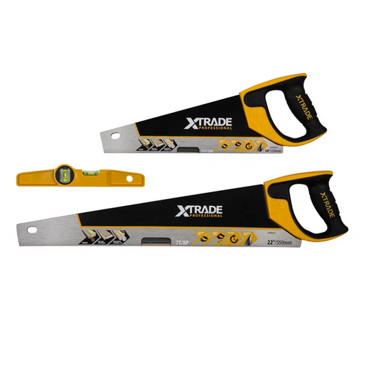 XTrade Pro 22" Handsaw, 14" Toolbox Saw & Scaffold Spirit Level Set