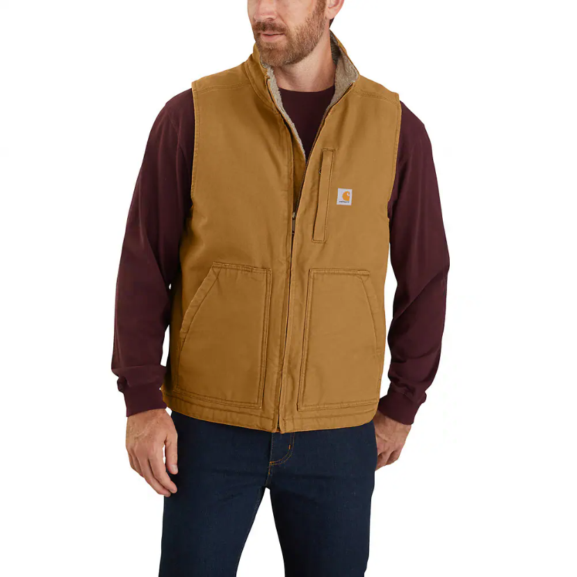 Washed Duck Mock-Neck Gilet Brown