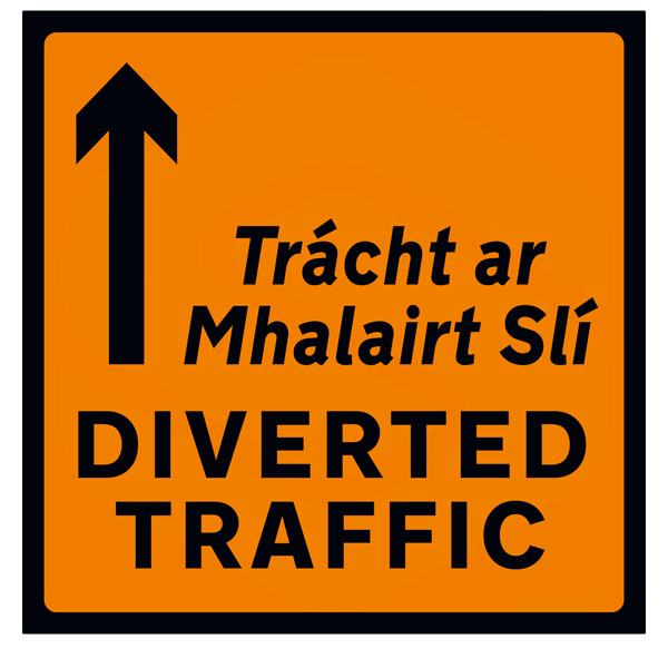 ROAD SIGN DIVERTED TRAFFIC STRAIGHT 600 X 600