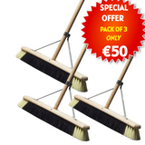 Bulldozer Yard Broom 24"(600mm) with Handle and Stay (Pack of 3)